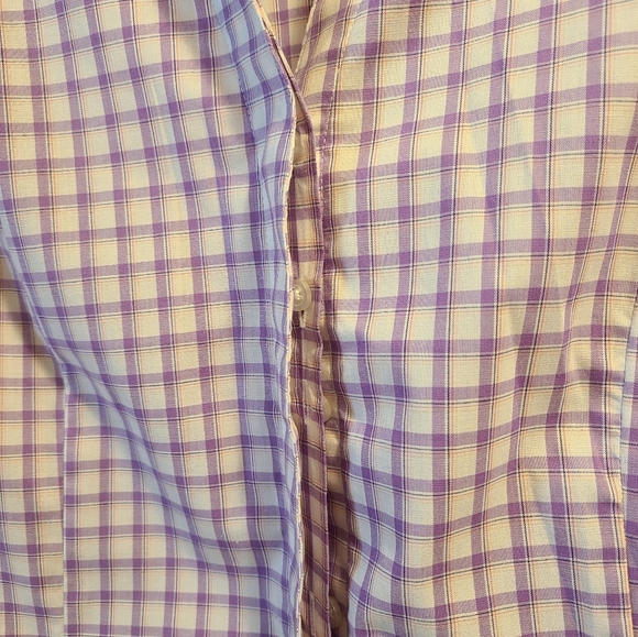 Lee button up 3/4 sleeve plaid top L - Picture 4 of 6